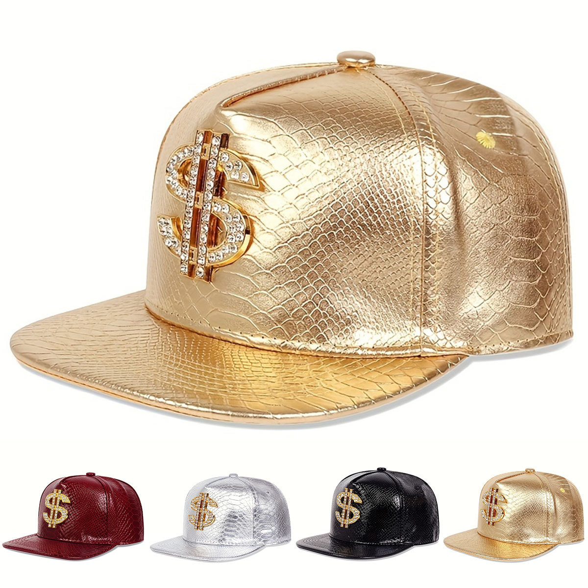 Streetwear Brand Hats - Lederen metallic dollar teken baseball cap