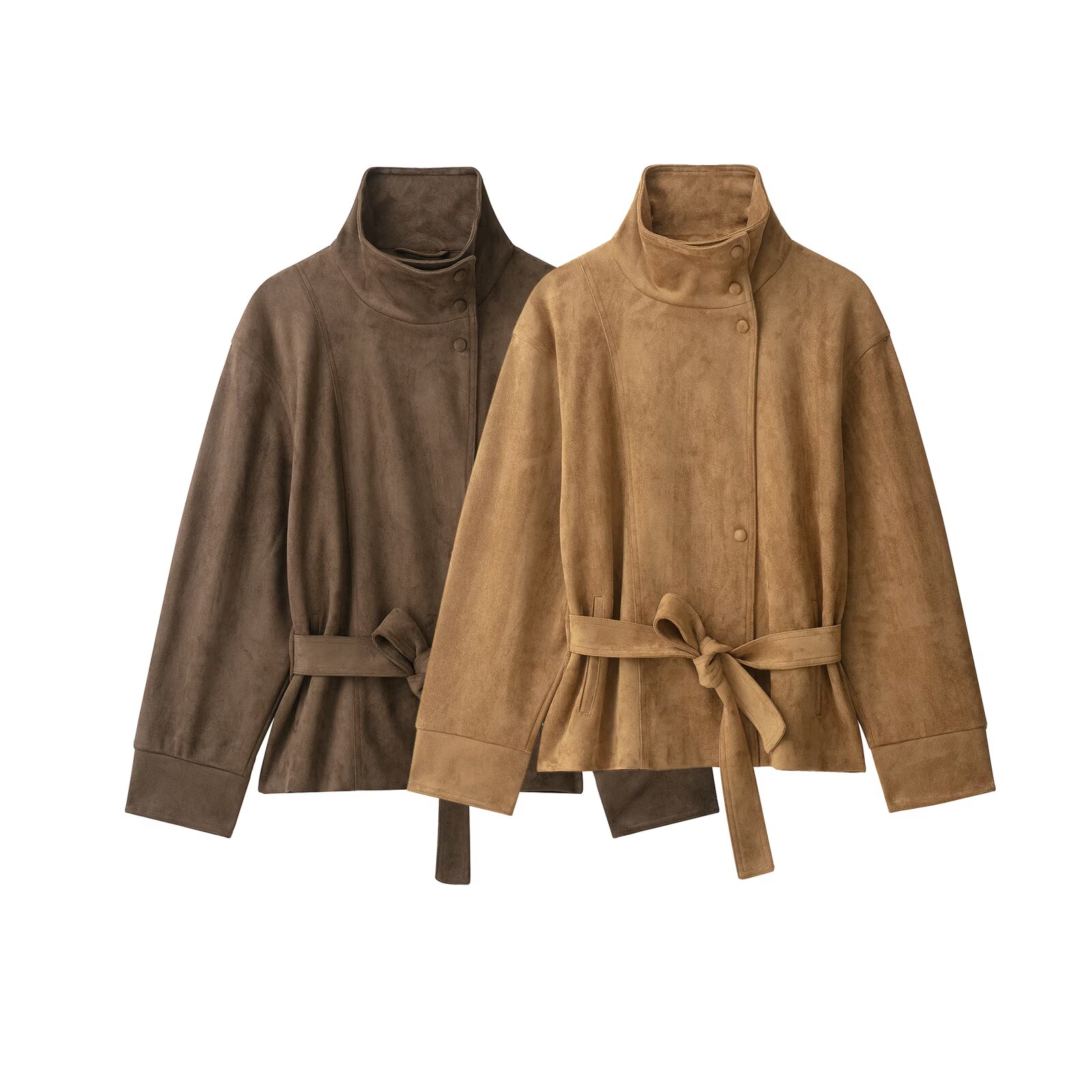 Streetwear Brand Belts - Bruine Suède Riem Korte Trenchcoat Dames