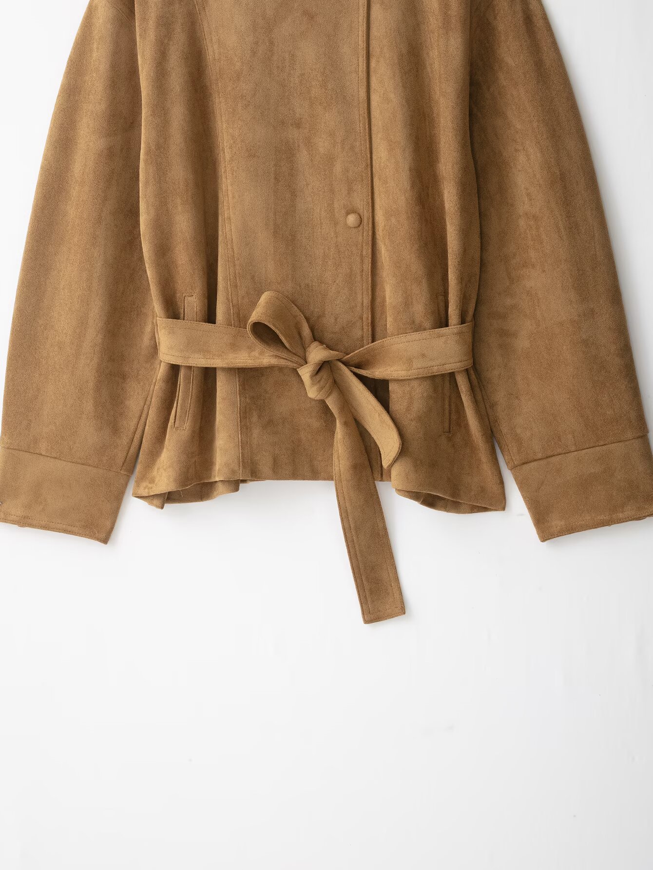Bruine Suède Riem Korte Trench - Streetwear Brand Belts recensie en prijs