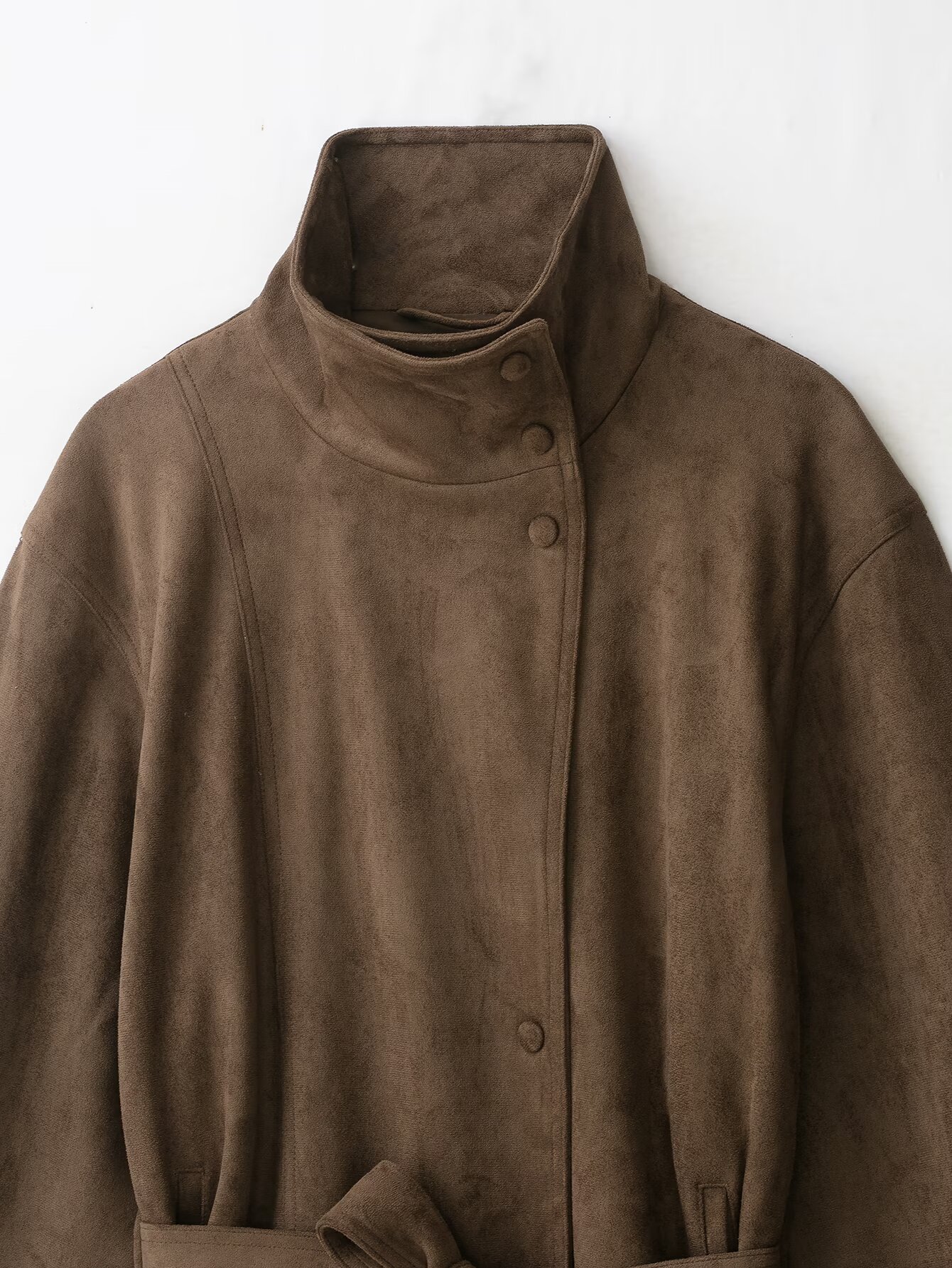 Bruine Suède Riem Korte Trench - Streetwear Brand Belts recensie en prijs